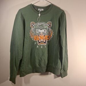 NWOT  Kenzo Unisex Forest Green Long Sleeve Tiger Sweatshirt Size XL